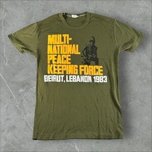 Vintage Multinational Peace Keeping Force Shirt Mens Large Green 1983 80s‎ Rare